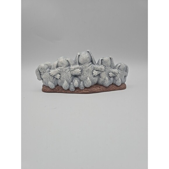 Vintage Nowells Inc Row Of Bunnies Ceramic Hand Painted Figure 1993 - Picture 3 of 12